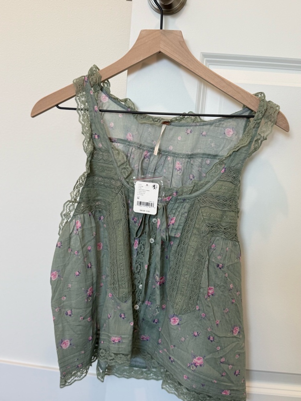 Free People Floral Lace Sleeveless Blouse